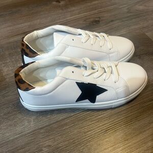 C&C California White and Black Star Sneakers